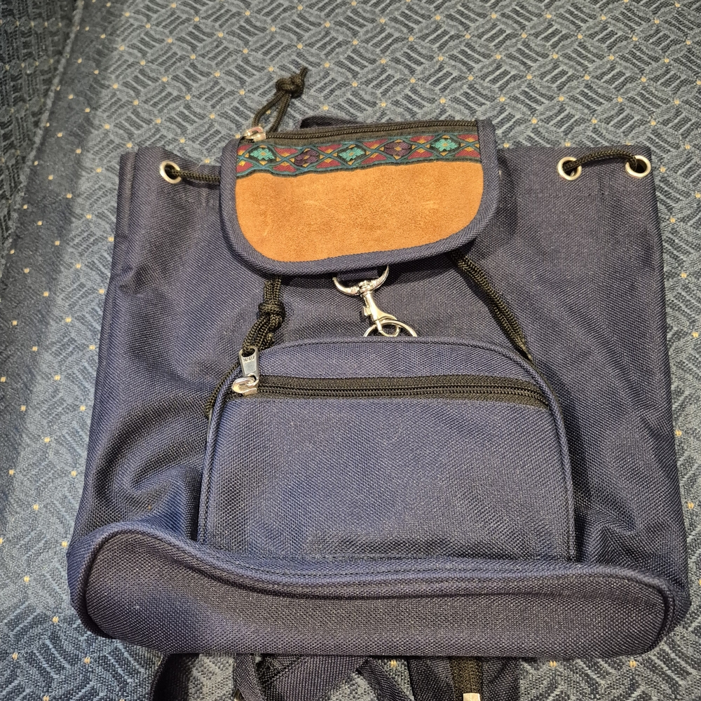 Navy Blue and Tan Backpack